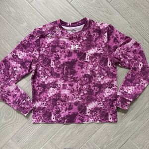 Under Armour Pink Terry Print Crew Neck L/S Shirt Women's Small